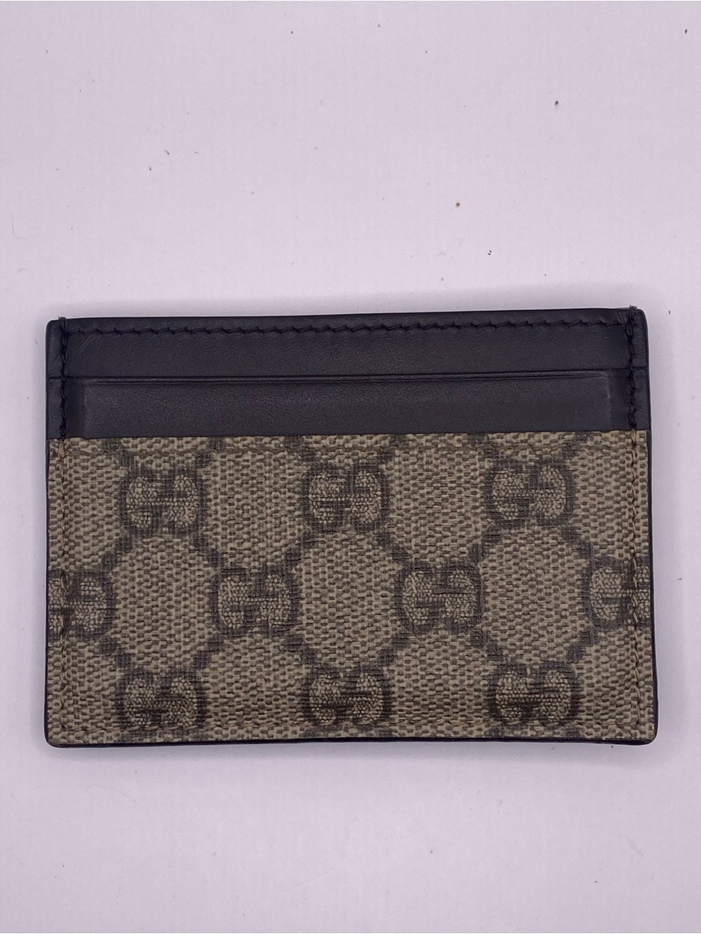 Gucci Beige and Black Monogram Card Sleeve money clip